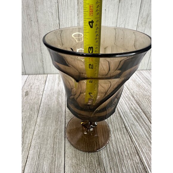Vtg Fostoria Jamestown Brown Water Goblets Drinking Glasses 5" Tall - Set of 3 - Picture 6 of 7